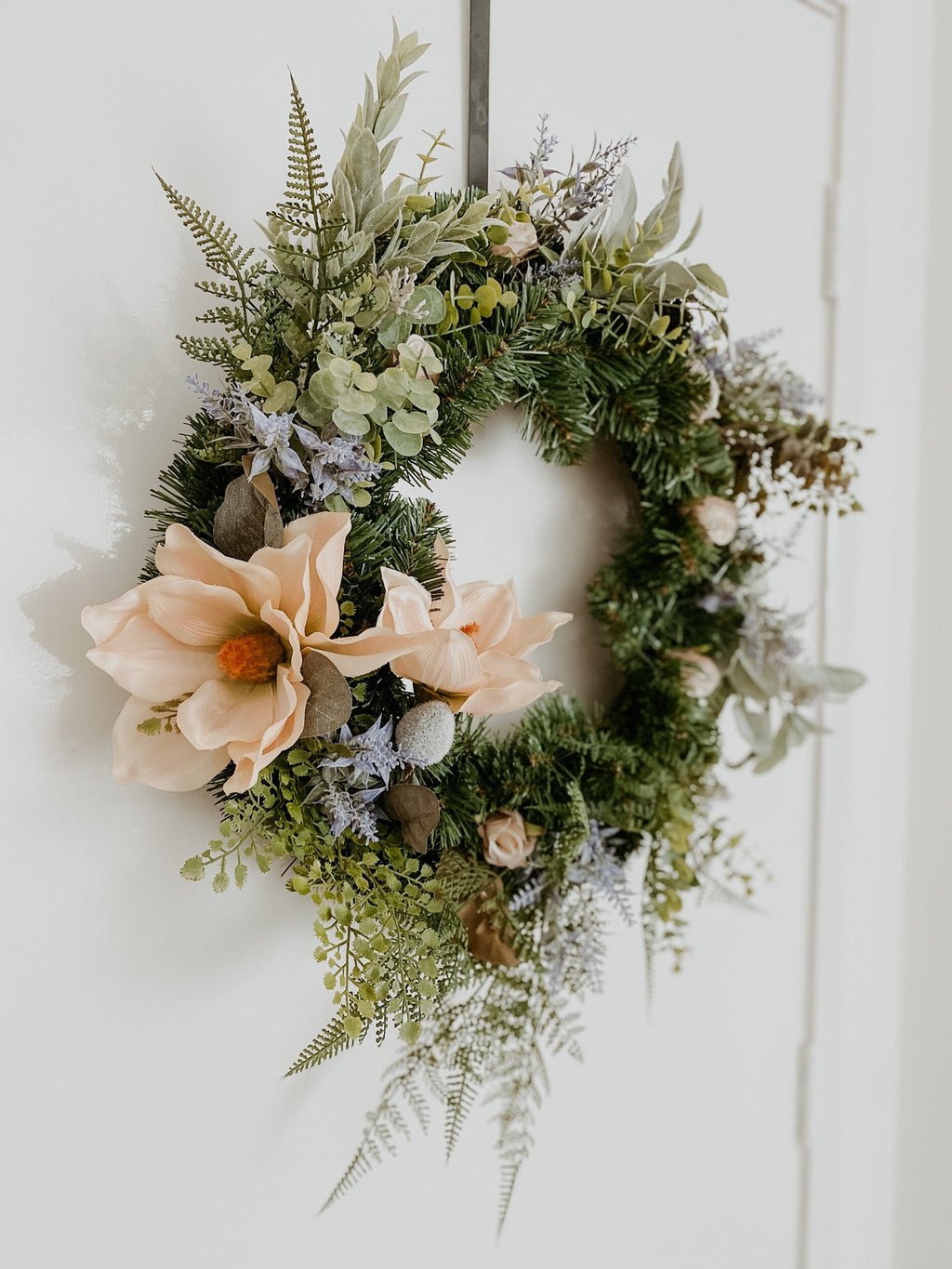 Peach Magnolia Christmas Wreath