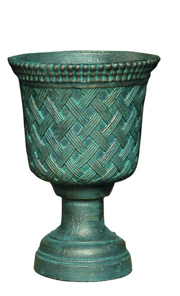 Bowral Cast Iron Urn with basketry detail And lid