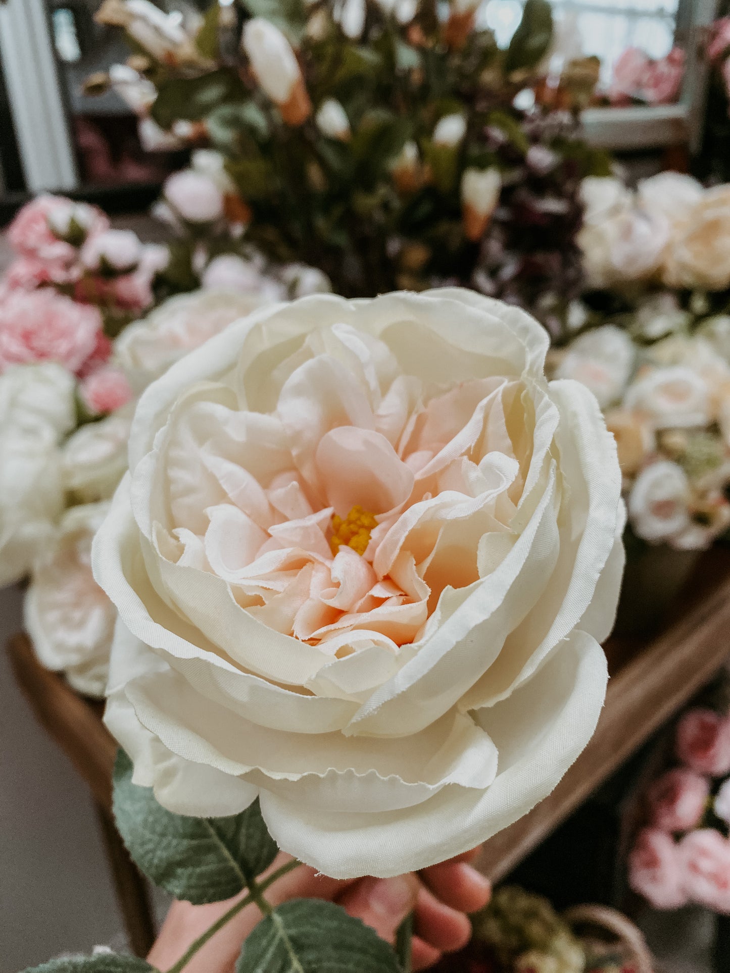 Pale Pink & White Rose Pick