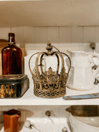 Farmhouse Distressed Crown Candle Holder
