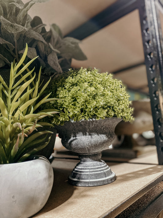 Small Concrete Look Urn with Faux Greenery